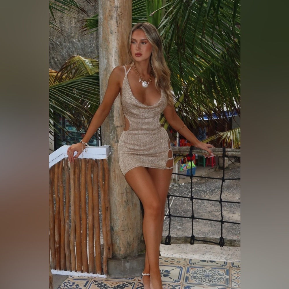 Elegant Tan Mini Dress